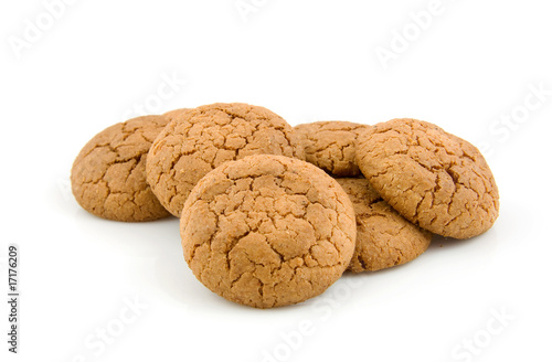 delicious macaroon cookies over white background