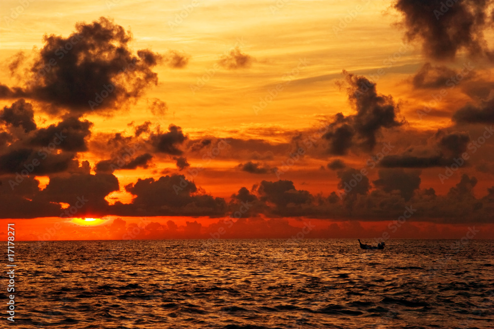 Sunset in the tropical sea