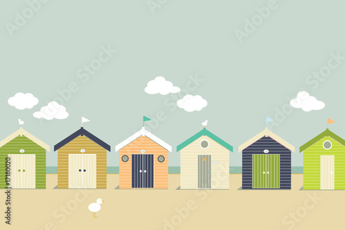 colourful beach huts