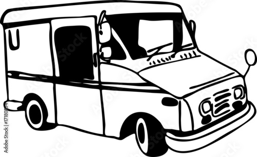 mail truck drawing