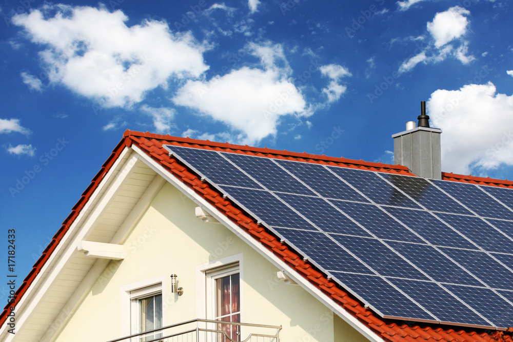 Naklejka premium house with solar panels