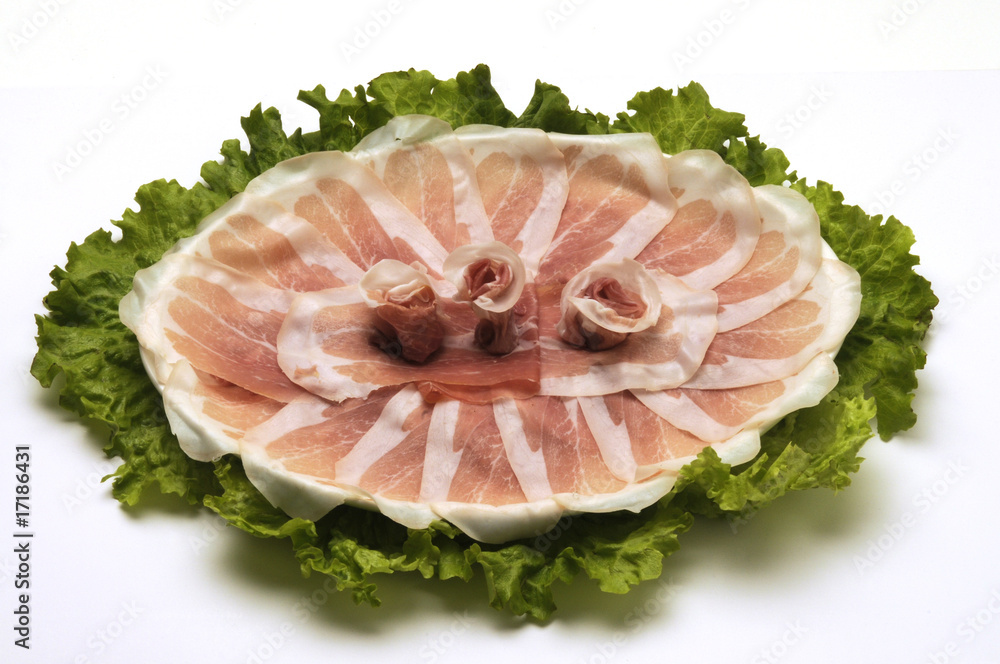 Foto Stock Piatto di prosciutto crudo di San Daniele Friuli Adobe Stock