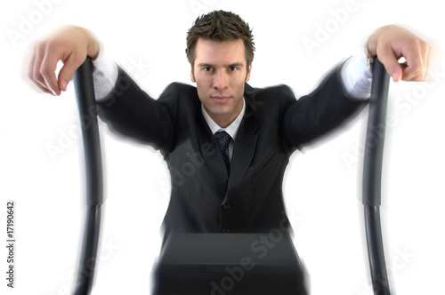 businessman on a treadmill