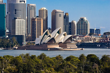 Fotobehang Australië Operagebouw en skyline van Sydney  © Paul Liu