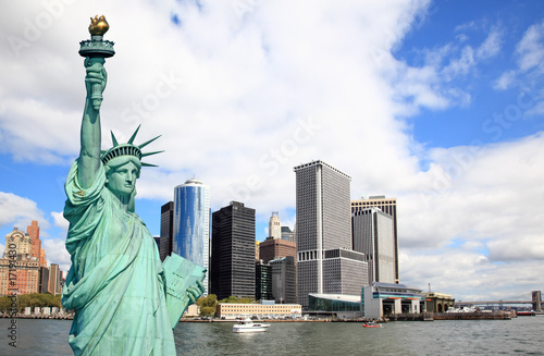 The Statue of Liberty and Lower Manhattan Skylines