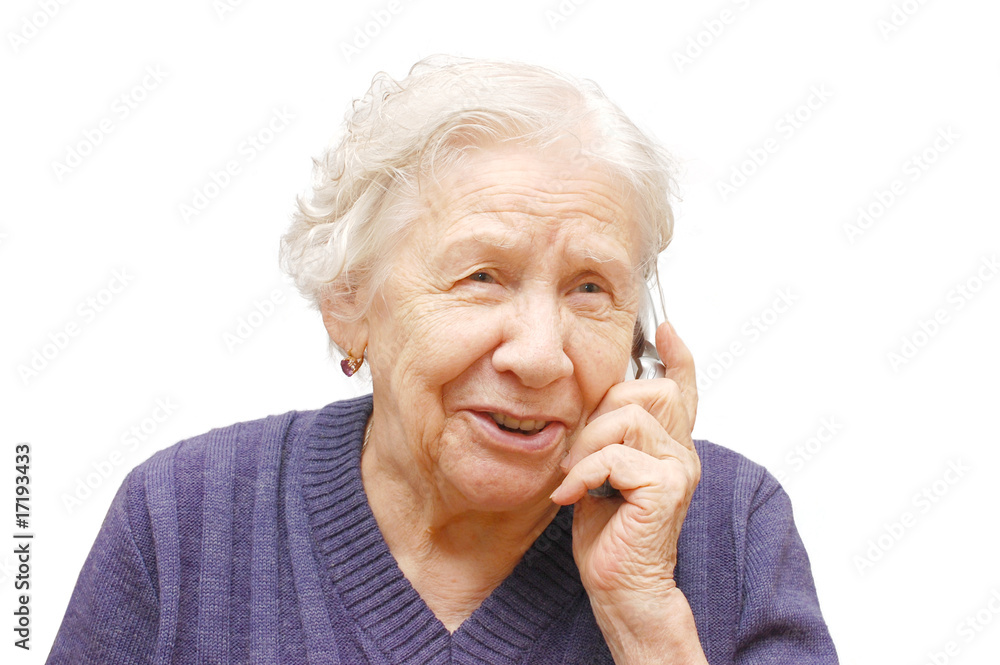 grandmother talking with a mobile phone grandmother talking with a mobile phone