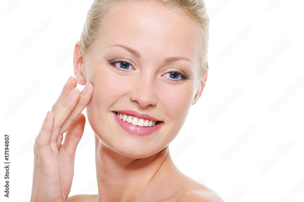 Face of beautiful health smiling woman Face of beautiful health smiling woman