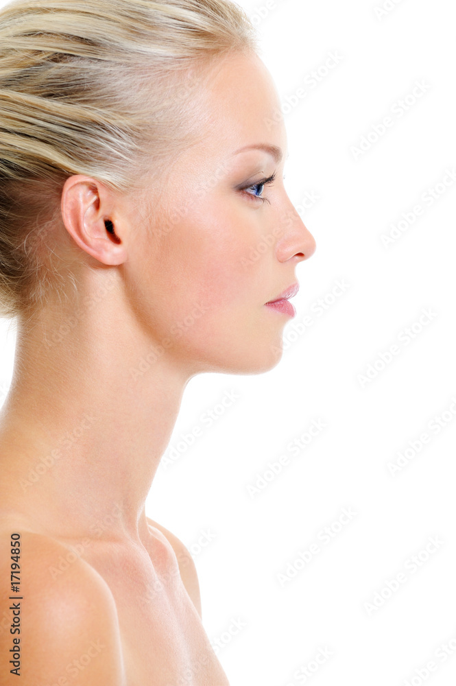 Profile portrait of healthy caucasian blonde woman Profile portrait of healthy caucasian blonde woman