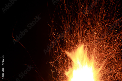 Abstract of spark and flame on black background