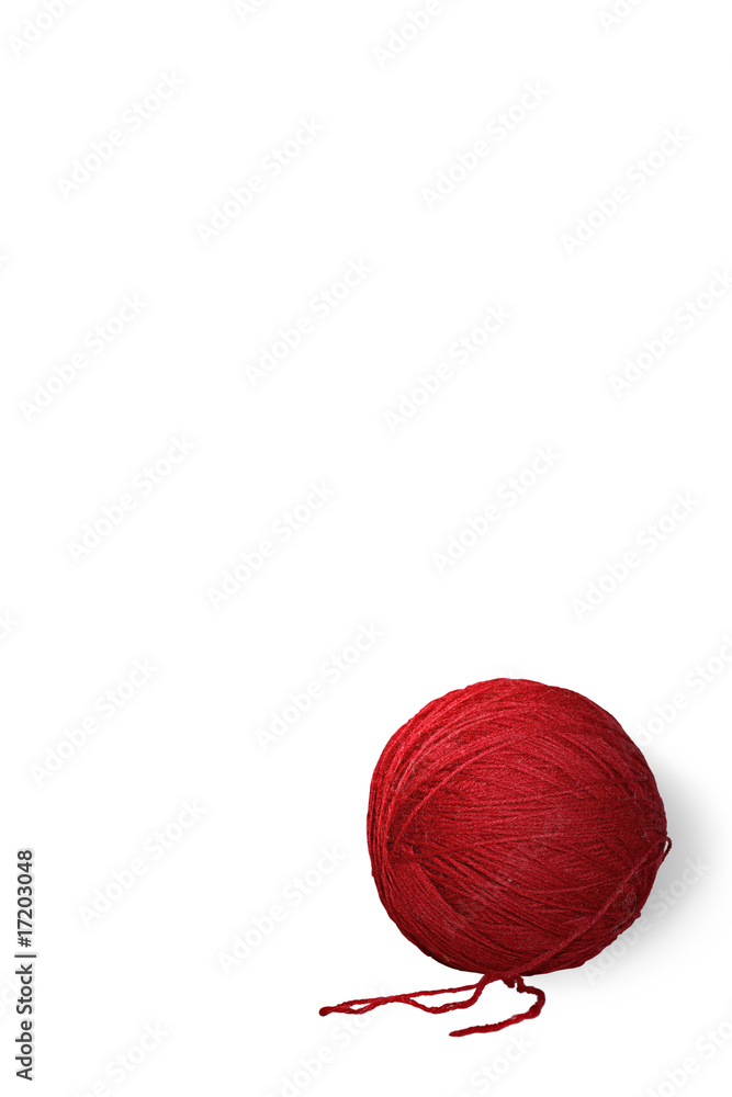 Gomitolo di lana rosso (RAL 3027) Stock Photo