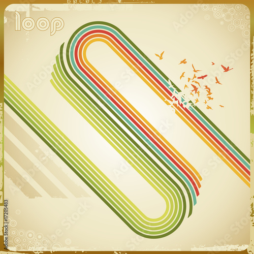 retro background with flock of birds (which are removable)