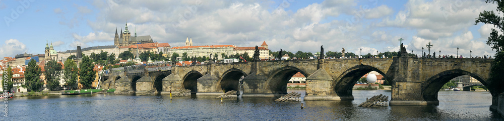 Panorama of the Old Prague Karl Bridge