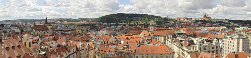 Panorama of the Prague, Tile red Roofs