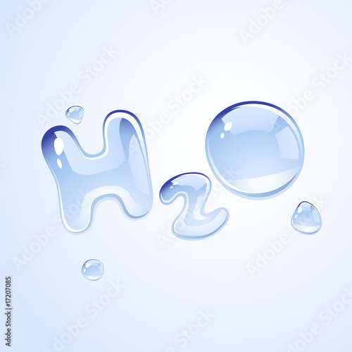 Waterdrops in H2o shape