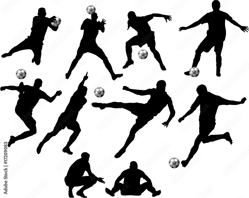 Fototapeta football, silhouette, vector