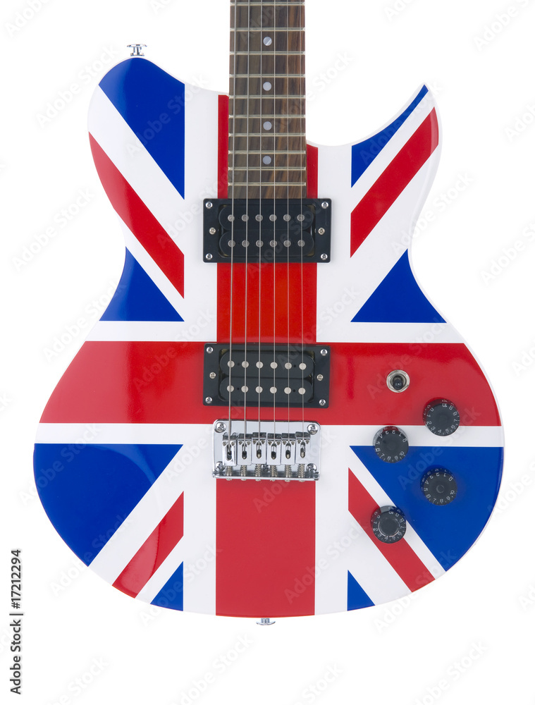 Obraz premium Electric Guitar Body with British Flag