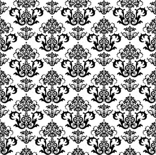 Seamless black and white floral wallpaper