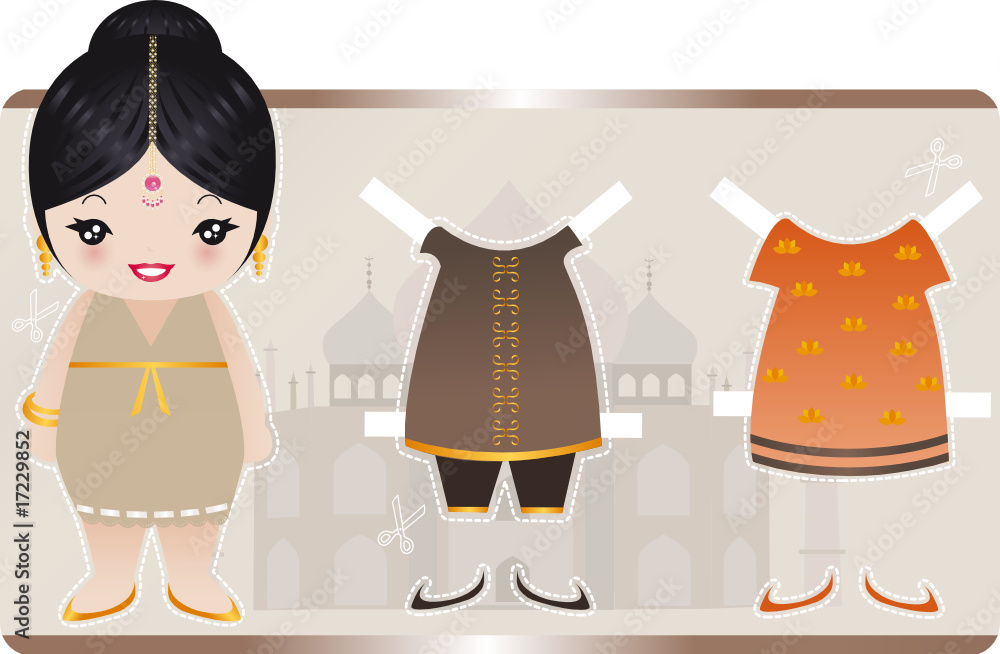 Indian Paper Doll Stock Vector | Adobe Stock