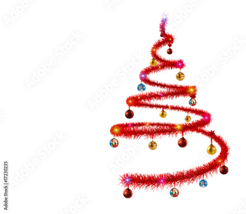 Abstract Christmas tree with colored ball