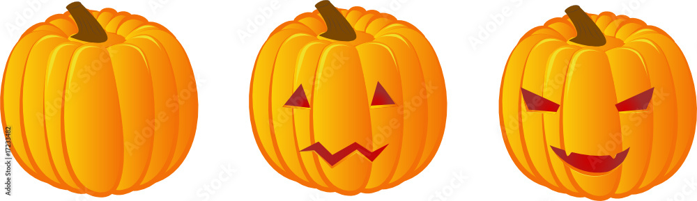Vector set of three halloween pumpkins Vector set of three halloween pumpkins