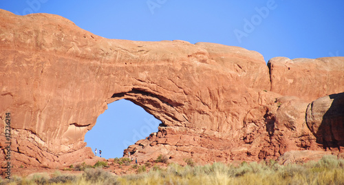 evening time in Arches Canyon  window arch. Utah. USA