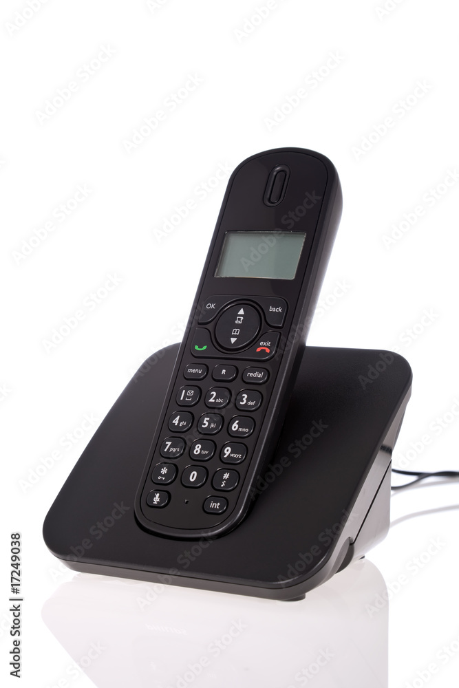Black cordless phone isolated on white background Black cordless phone isolated on white background