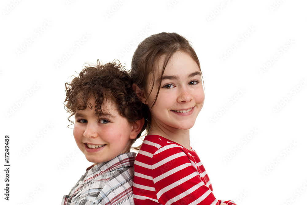 Portrait of two smiling kids isolated on white background Portrait of two smiling kids isolated on white background