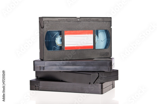 Photography Old Video Cassette tapes isolated on white background