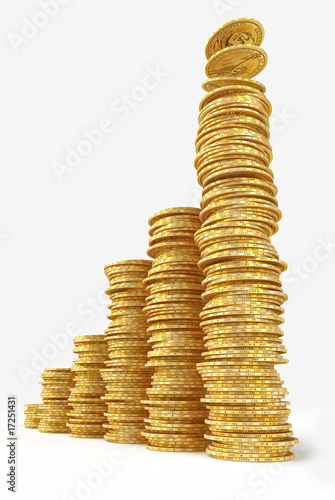 Obraz na płótnie Increase bars graph from gold dollars