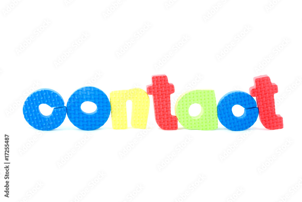 Fototapeta premium colorful letters with contact isolated on white background