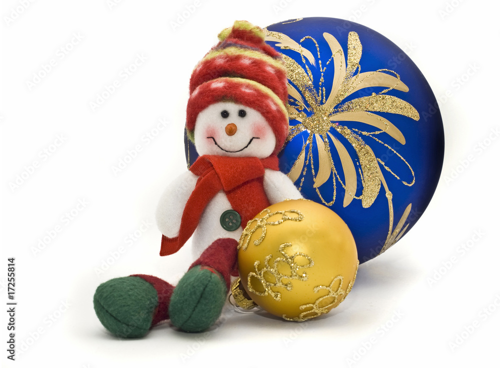 Christmas toy with two colorful New Year Balls Christmas toy with two colorful New Year Balls