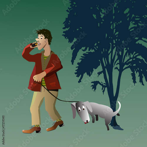 man walking with his dog