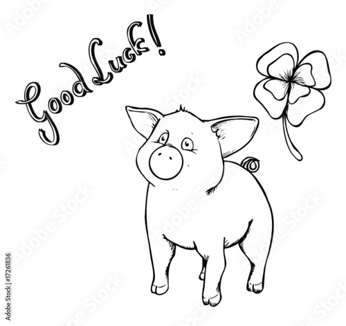 Schwein, Kleeblat, Glück