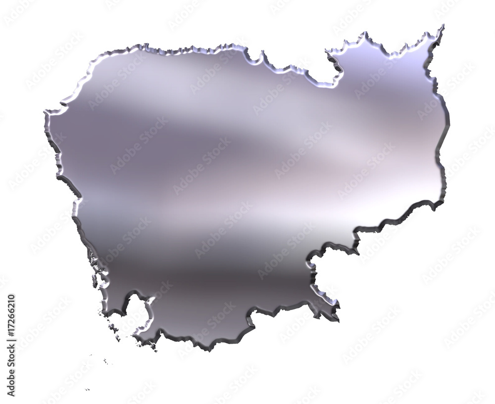 Cambodia 3D Silver Map Cambodia 3D Silver Map