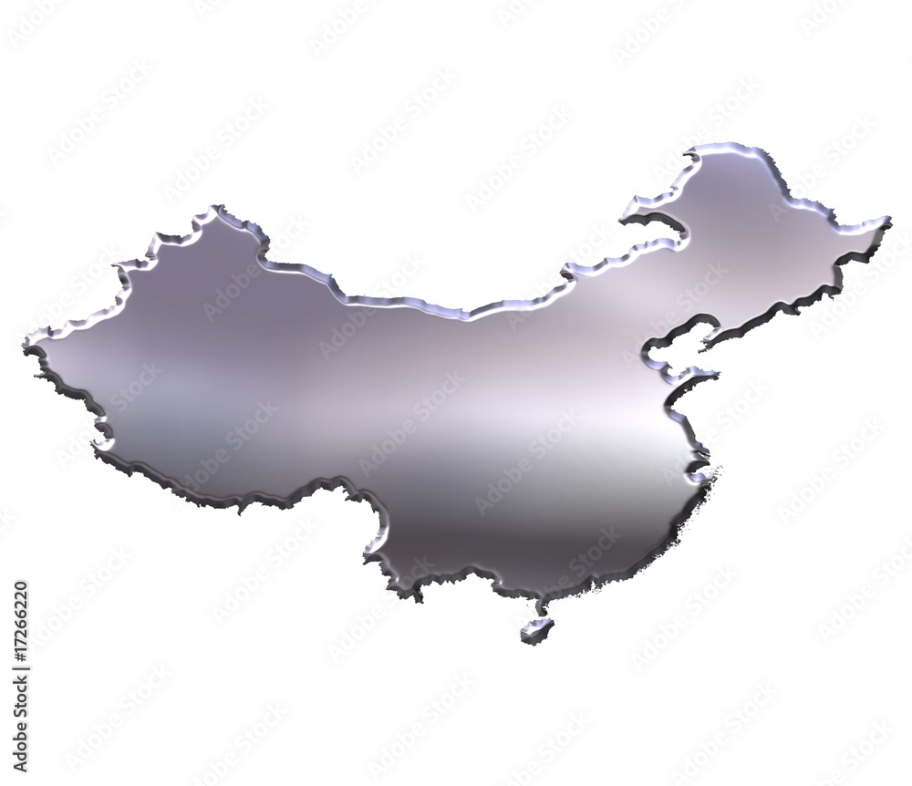 Obraz premium China 3D Silver Map