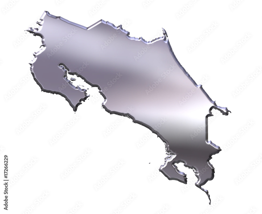 Obraz premium Costa Rica 3D Silver Map