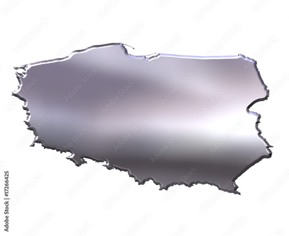 Obraz premium Poland 3D Silver Map