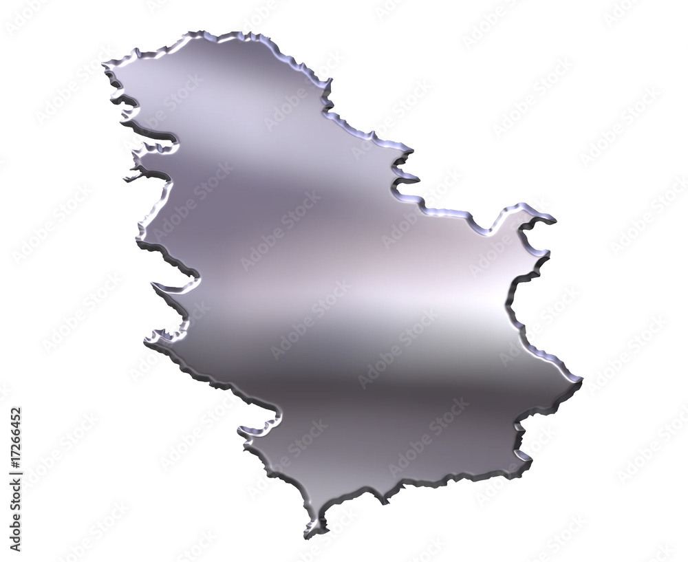 Serbia 3D Silver Map