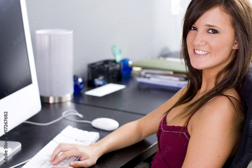 Girl on computer Girl on computer