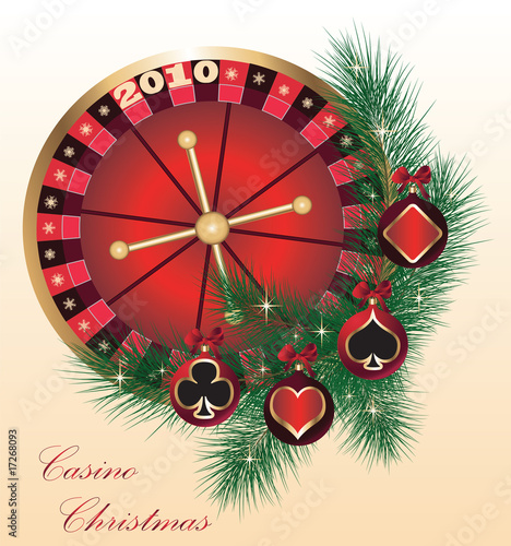 Gambling illustration with casino elements and christmas balls