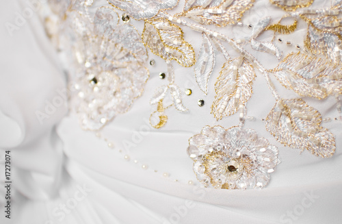 Detail of the fabric of a wedding dress