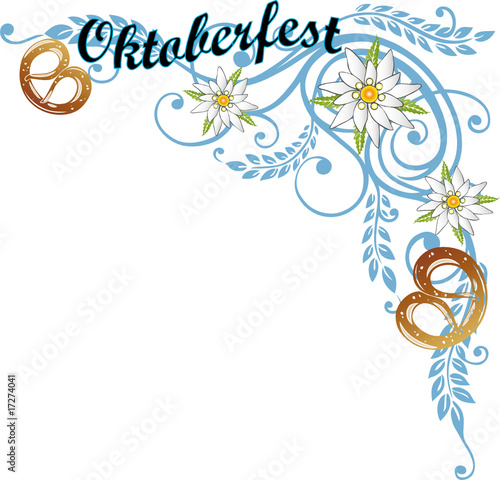 Oktoberfest, Edelweiß, Brezel, Ranke, Kornähren