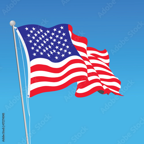 vector american flag on pole