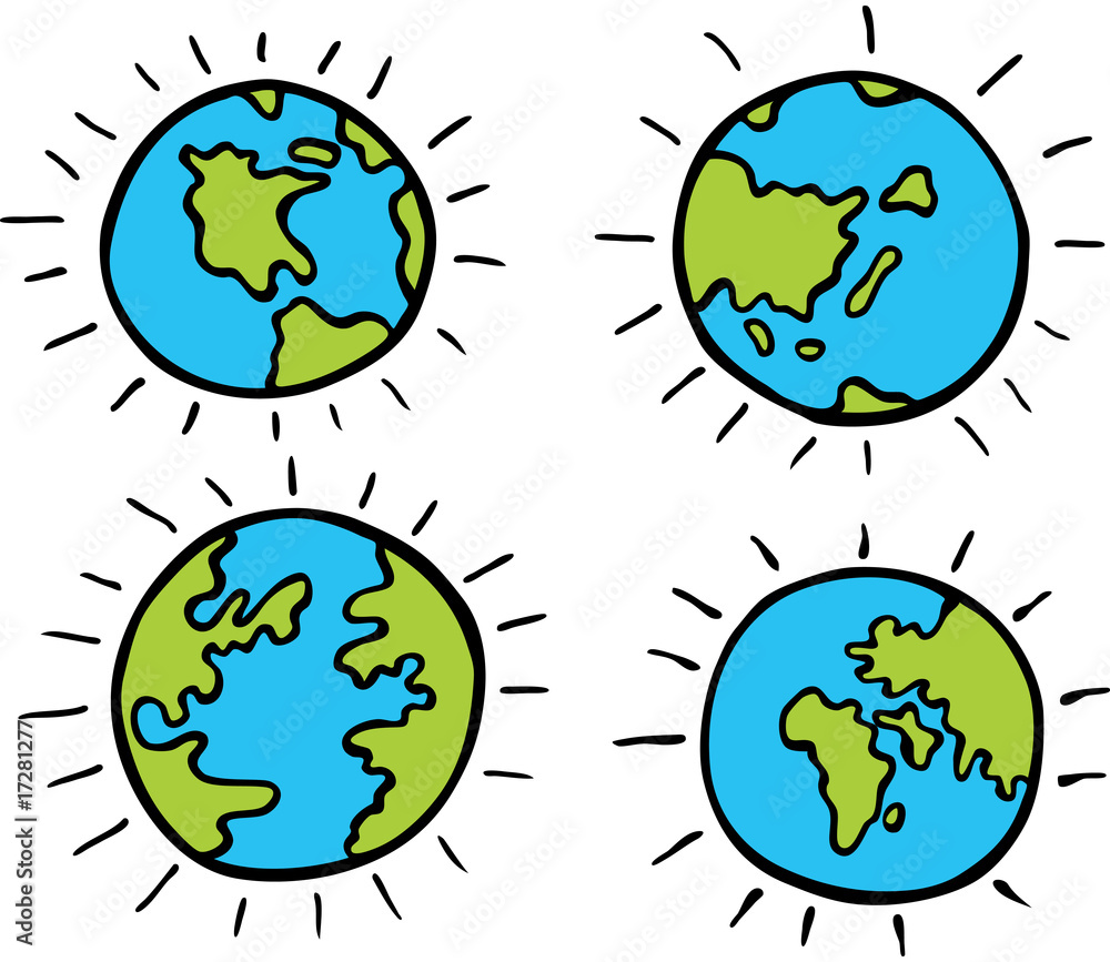 earth cartoon set Stock Vector | Adobe Stock