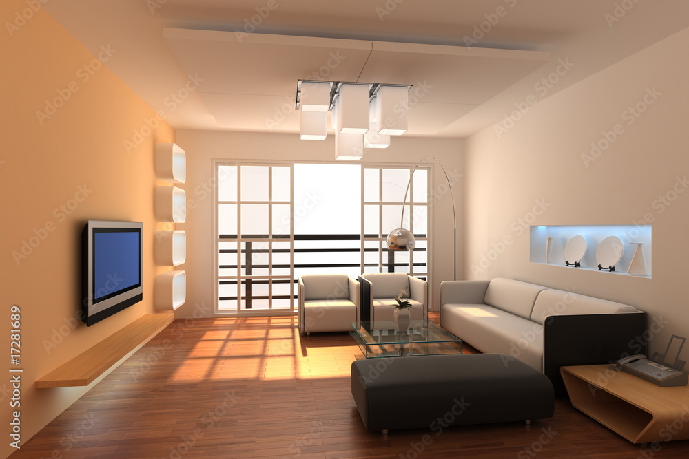 Fototapeta premium 3d rendering interior of a modern living room