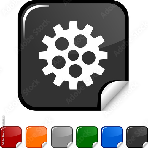 Gear sticker icon. Vector illustration