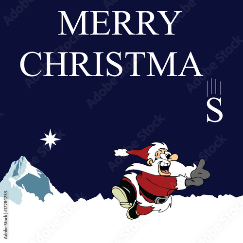 Santa catching letter falling from Christmas greeting