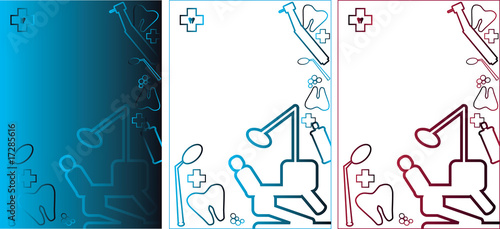 3 Medical Dental Background with Dentist Symbols silhouette.Grea