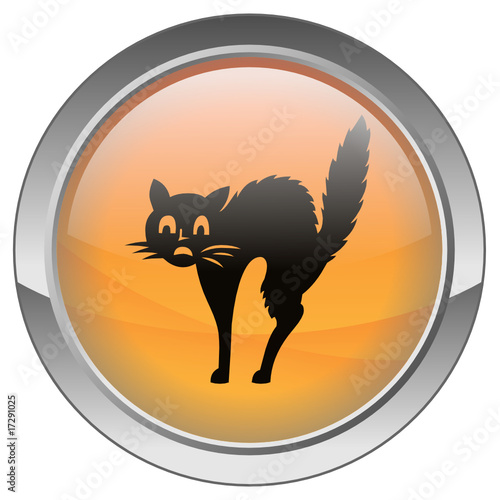 Vector "Halloween" button with Black Cat