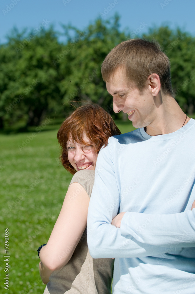 Young couple in a park Young couple in a park